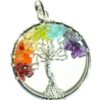 7 Chakra Tree of Life pendant silver tone