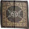 Black Triple Moon Pentagram altar cloth